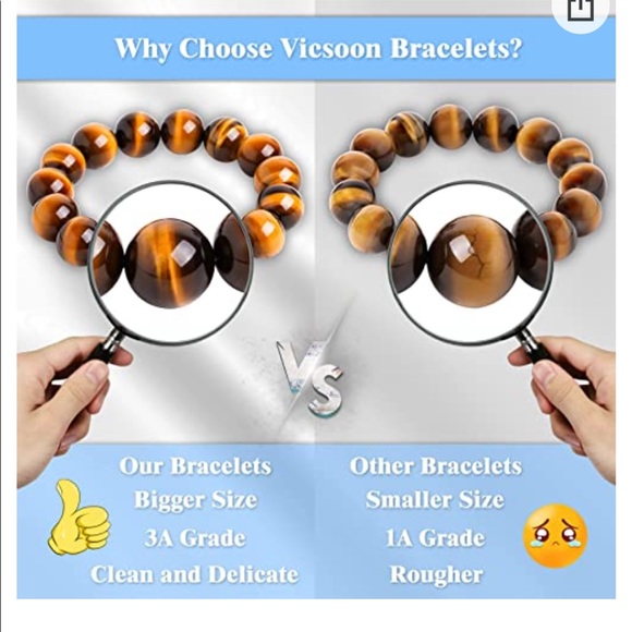 Natural Yellow Tiger's Eye Bracelet 12mm or 14mm - Picture 4 of 8